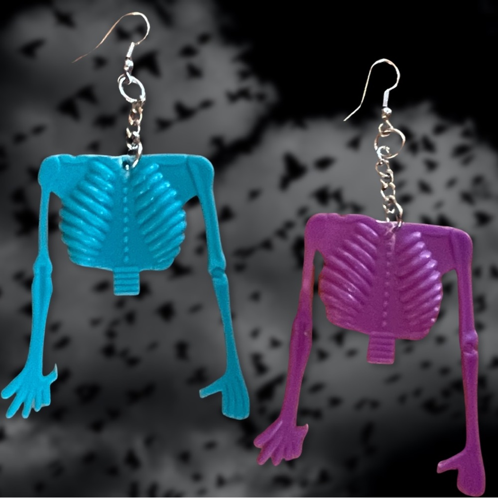 Purple and Blue Skeleton Earrings